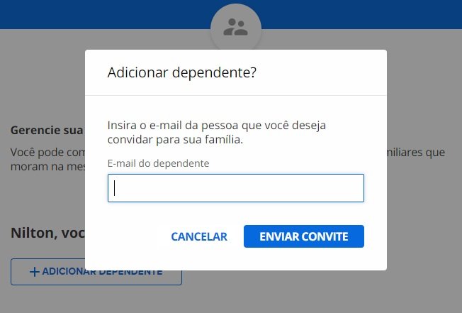 A adição é feita por email.