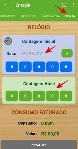 Estimativa do valor da conta.