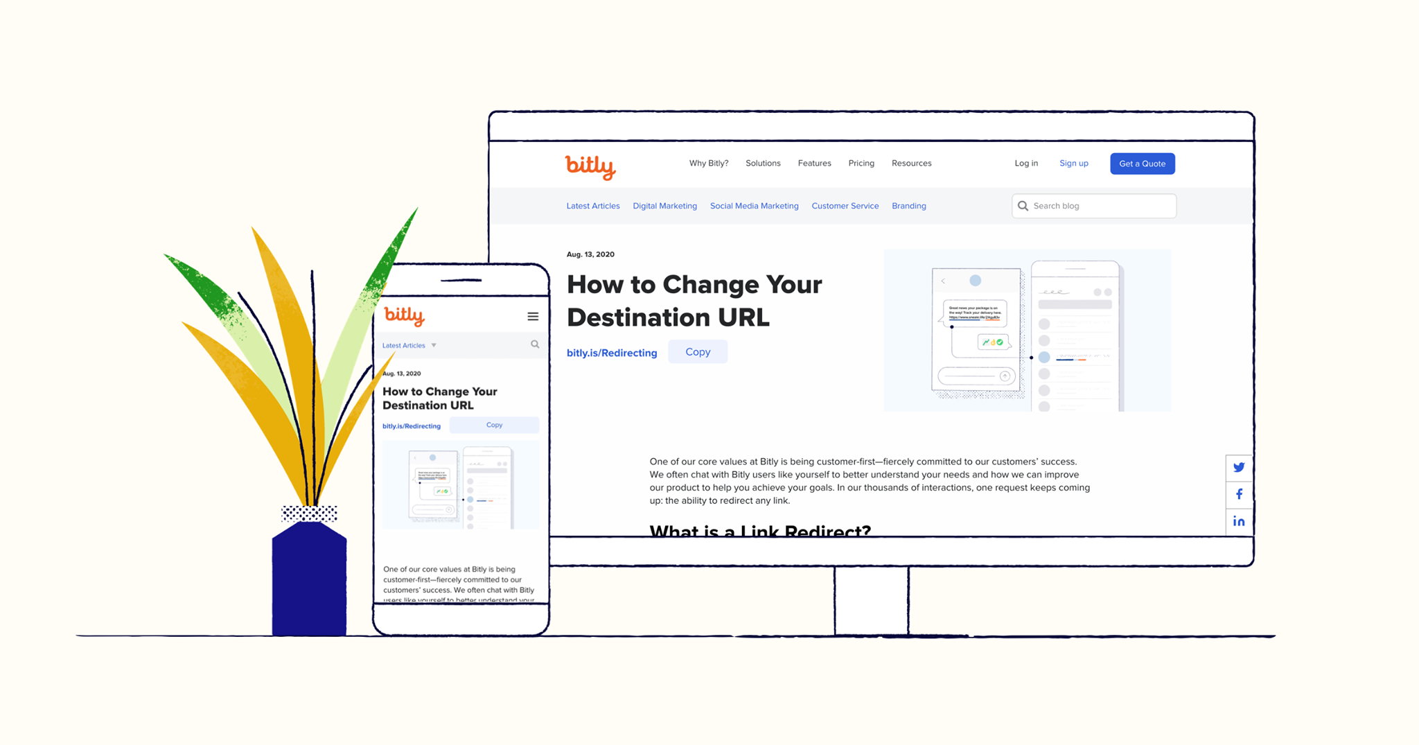 Bitly pode ser acessado no computador e no mobile.