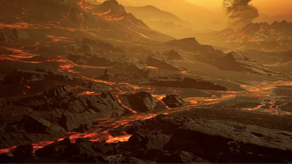 Ilustração da superfície do exoplaneta Gliese 486 b