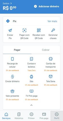 Funções e serviços disponíveis no RecargaPay
