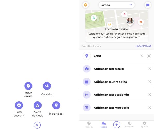 Life360 permite criar um grupo com familiares onde todos podem ver os locais que frequentam regularmente