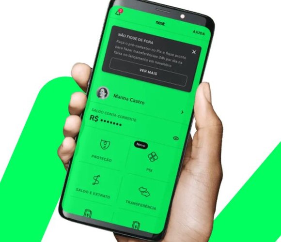 A conta Next é movimentada pelo telefone.