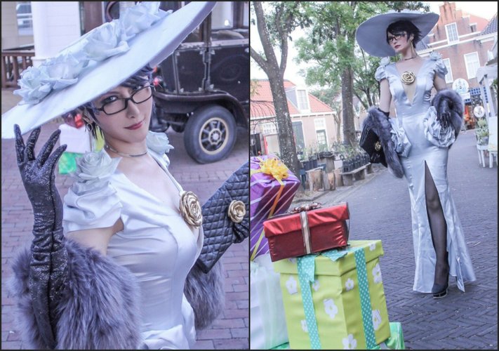 Além da roupa de batalha, luna_miduki também recriou o visual casual de Cereza indo às compras em Bayonetta 2