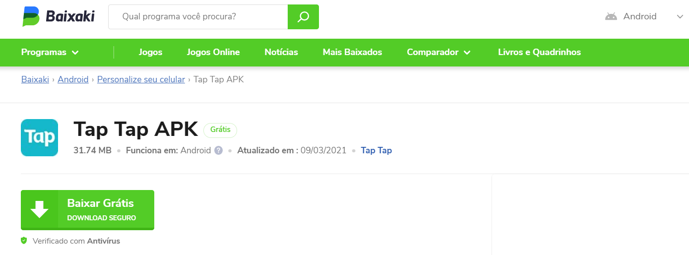 O Tap Tap permite que você baixe com segurança aplicativos que ainda não estão oficialmente disponíveis na Google Store