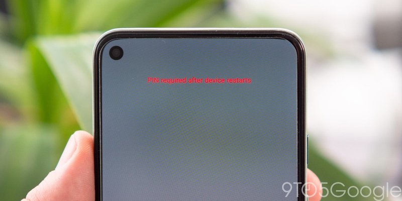Exemplo do novo aviso de PIN na prévia do Android 12.