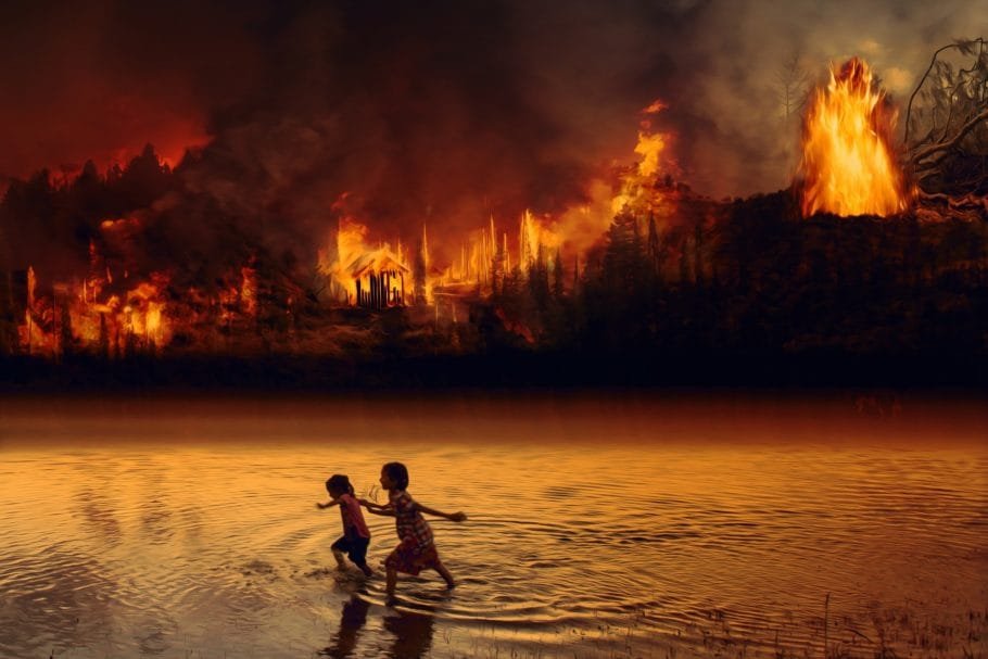 Registro da Amazônia em chamas.