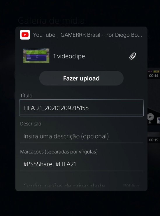 Também dá para enviar um vídeo capturado no PS5 direto para o YouTube.