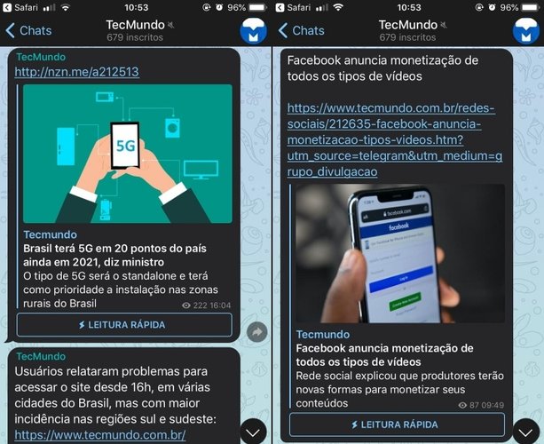 O canal do TecMundo é um exemplo de canal público, através do qual você tem acesso às notícias publicadas no site.