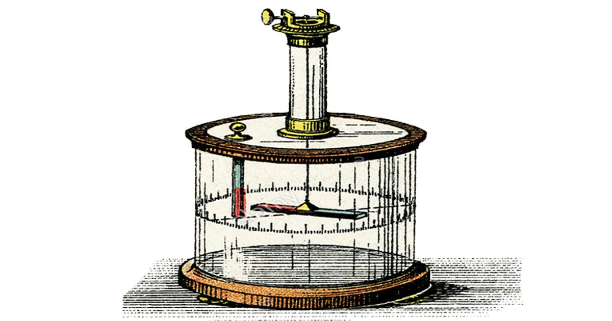 Exemplo de balança de torção, inventada em 1798.