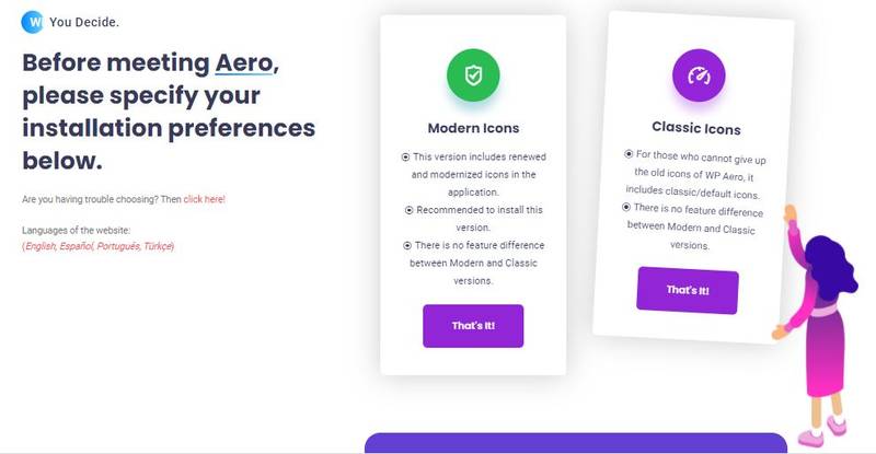 Página de instalação do WhatsApp Aero.