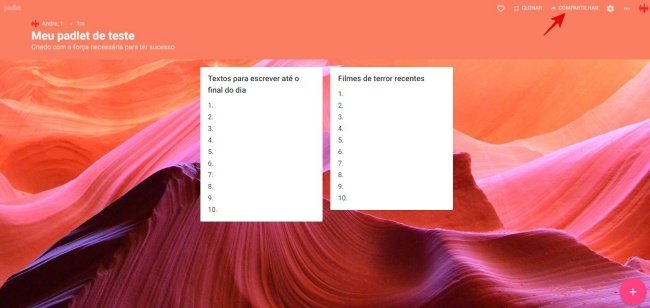 Compartilhar o padlet é fácil.