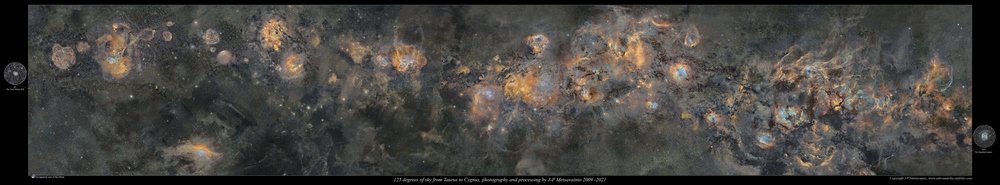 A Via Láctea, entre as constelações de Touro e do Cisne.