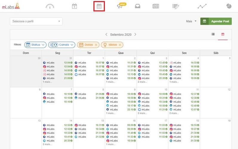Para melhor organização, o mLabs possui um calendário de posts.