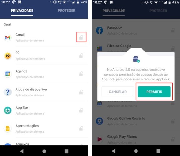 Escolha o app a ser bloqueado.