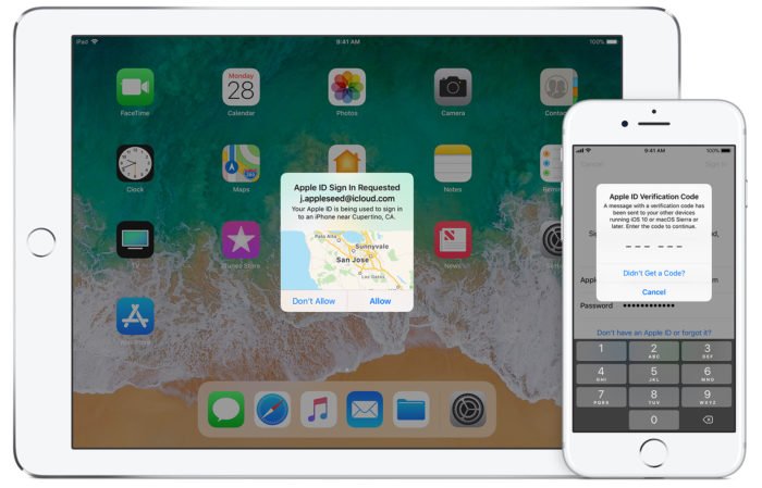 Registro da tela de login para acessar o Apple ID, o que também pode ser feito por biometria.