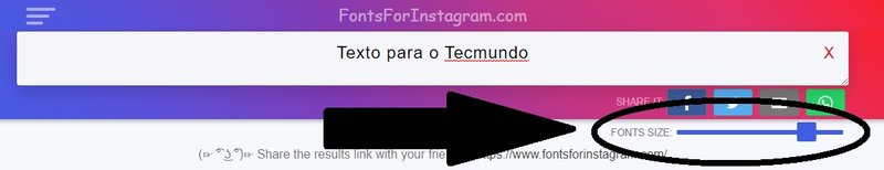 Nesta barra é possível aumentar e diminuir o tamanho da fonte escolhida