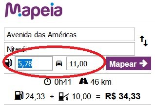 É preciso dizer o preço do combustível e quanto o seu carro faz por litro