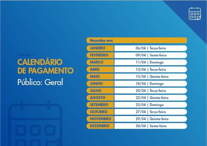 calendário auxílio