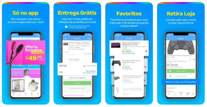 Alguns dos recursos já presentes no SuperApp do grupo Magalu. (Fonte: Magalu, ShowMeTech / Reprodução)