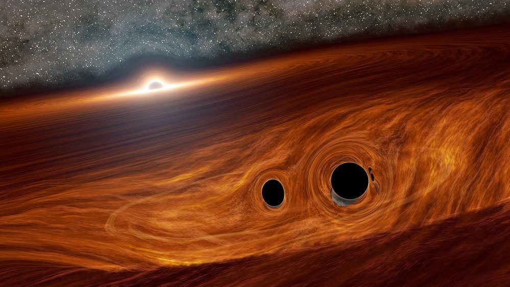 Em 2019, tanto o LIGO como o Virgo identificaram uma colisão entre buracos negros tanto pelas ondas gravitacionais como pela luz emitida.