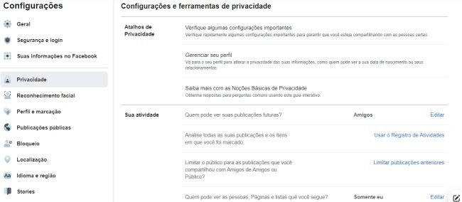 Revise as configurações de privacidade dos seus perfis.