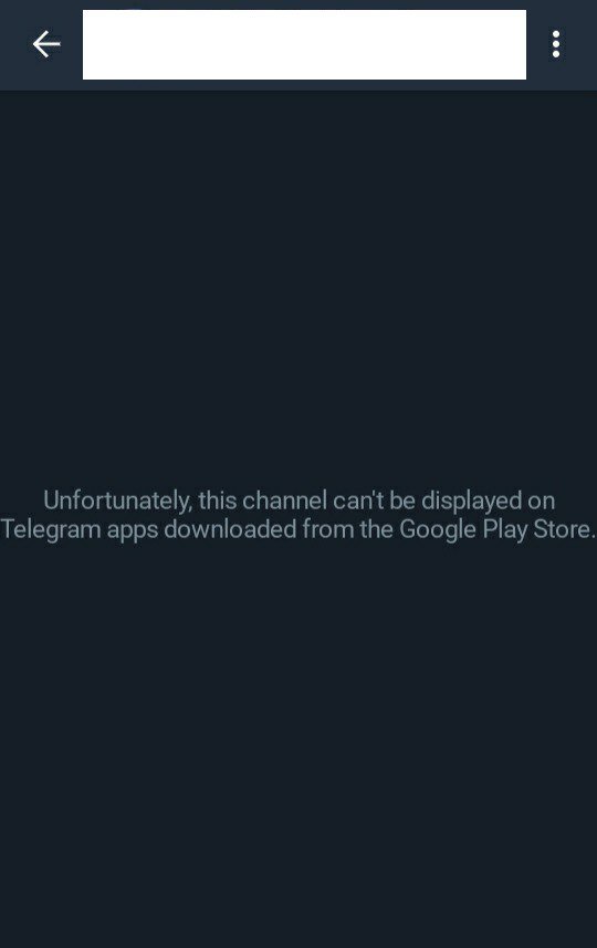 Mensagem encontrada na busca por grupos do Telegram bloqueados no app da Play Store.