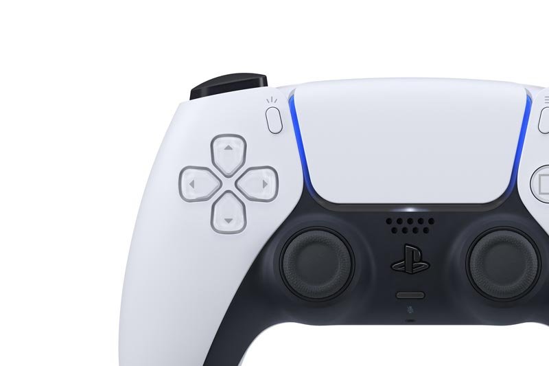 Foto do DualSense, controle de PlayStation 5 com feedback háptico