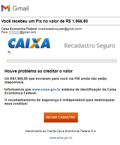 O email recebido pelo golpista.