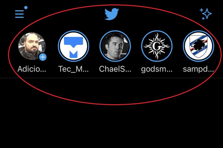 Os Fleets ficam localizados no topo do aplicativo do Twitter no celular