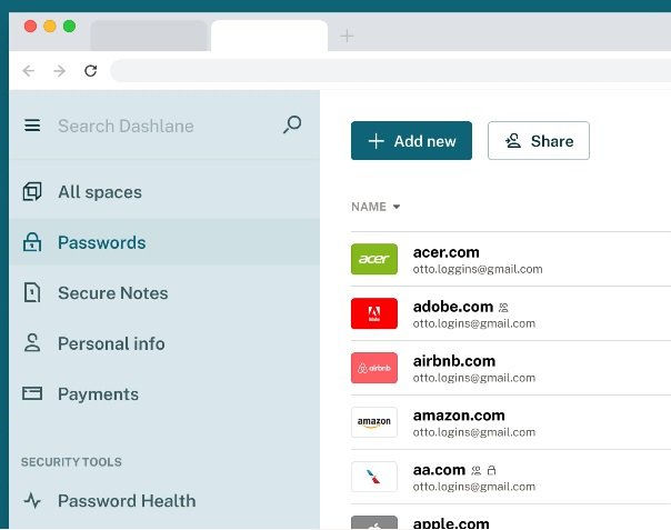 A organização do Dashlane é um dos diferenciais.