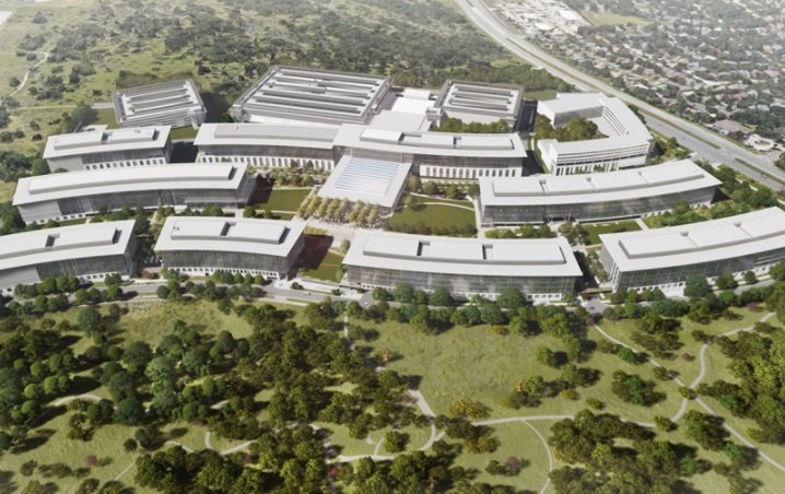 O projeto original da obra da empresa no Texas.