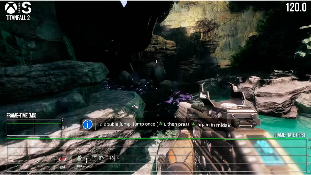 Titanfall 2 no Xbox Series S com o FPS Boost habilitado.