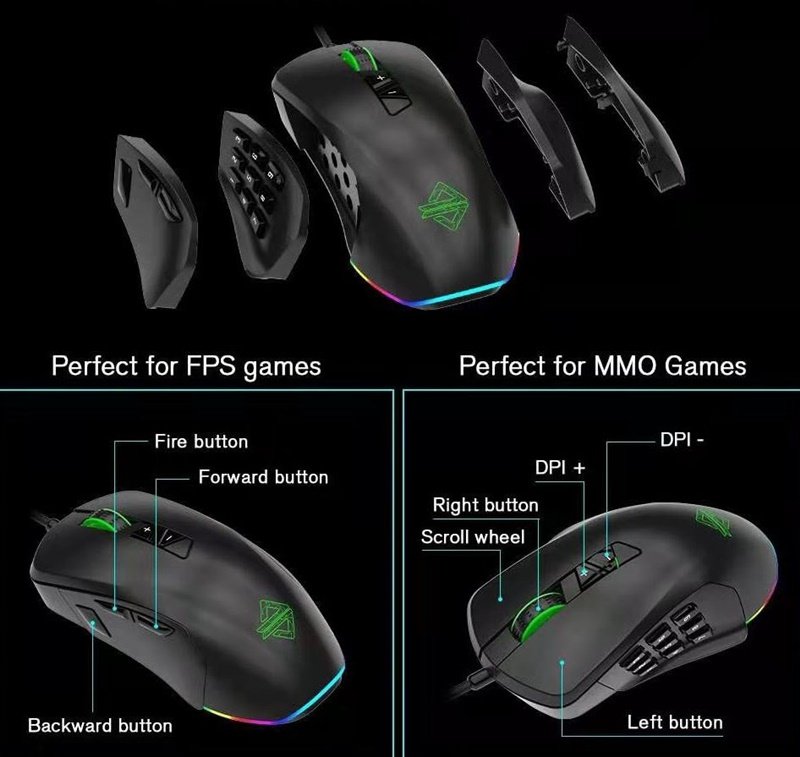 O mouse Ajazz GTI é bem versátil para estilos de jogos diferentes. (Fonte: AliExpress/reprodução)