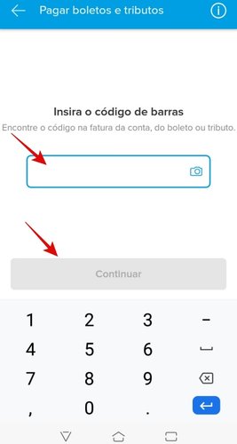 Digitando o código de barras.