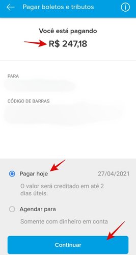 Pagando na mesma data.