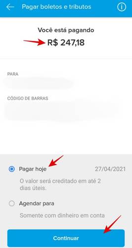 Pagando na mesma data.