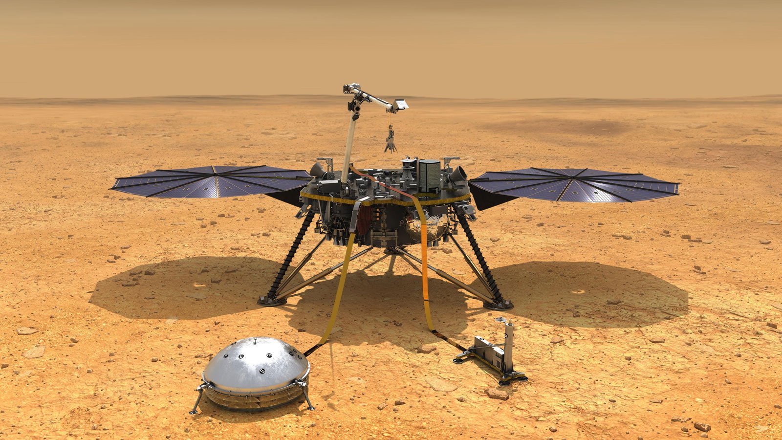 Sonda InSight, da NASA, está em solo marciano desde 2018.