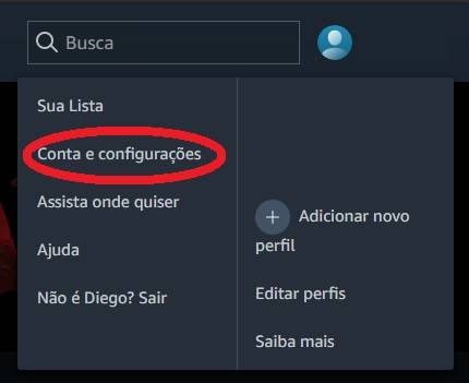 No Menu Principal da conta, clique em 