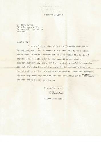 Carta escrita por Albert Einstein em 18 de outubro de 1949.