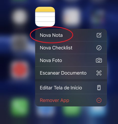 Pressione o aplicativo Notas e vá na opção 