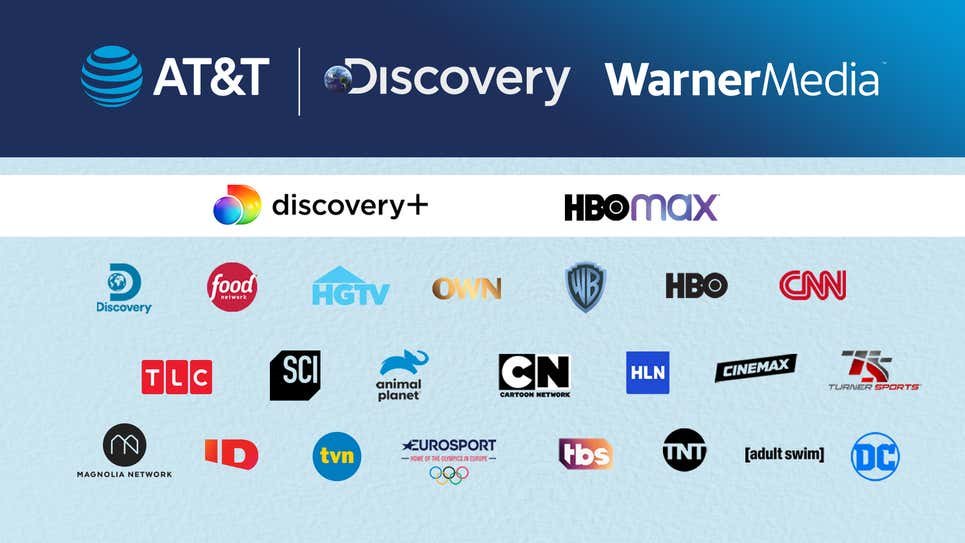 Imagem que mostra os canais que serão disponibilizados com a união entre Discovery e WarnerMedia