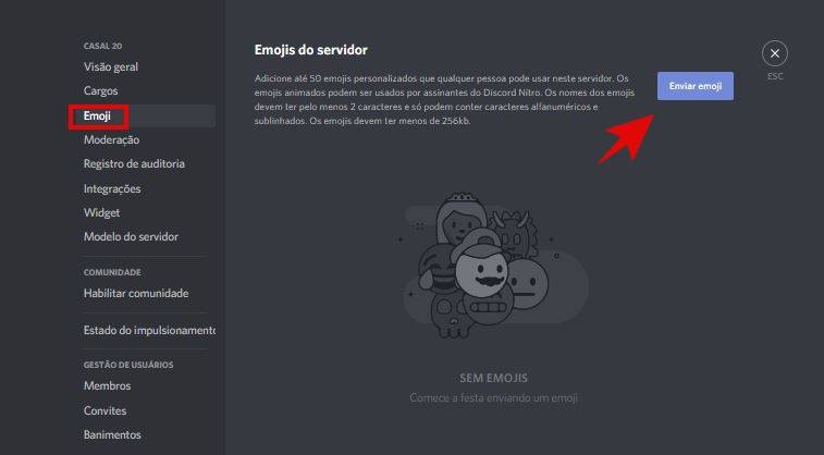 Como adicionar emojis personalizados.