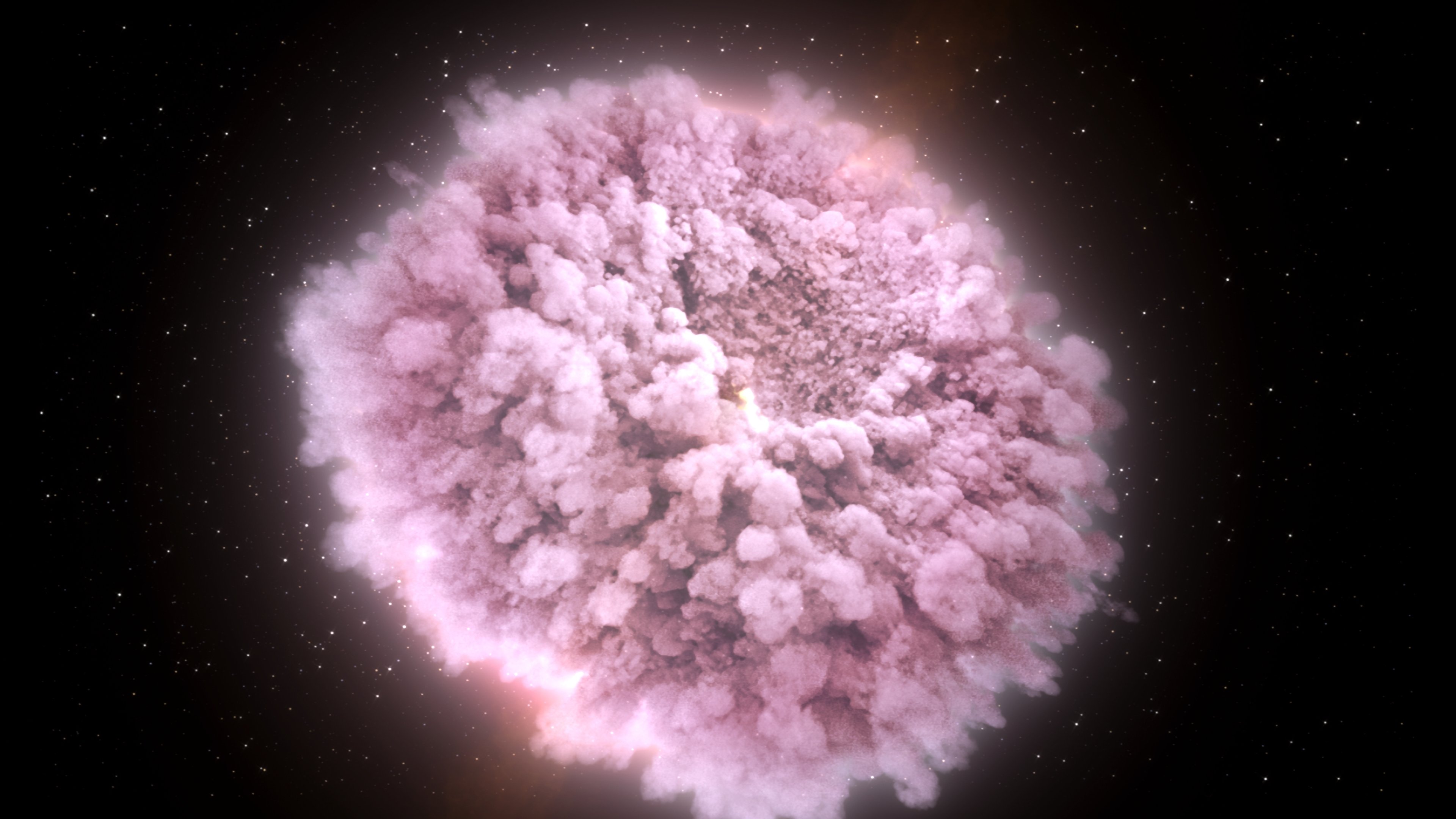 Ilustração de uma colisão de estrela de nêutrons