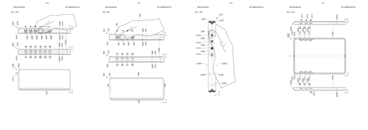 Patente de tecnologia de botões laterais touch, registrada pela Samsung na WIPO. (Fonte: 91mobiles, WIPO / Reprodução)