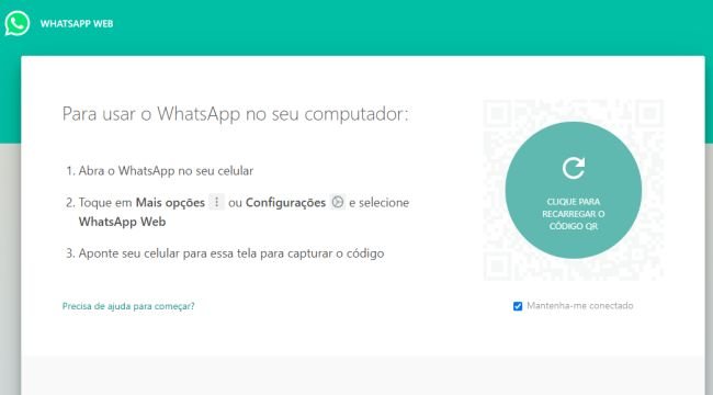O WhatsApp Web é acessível pelo navegador.