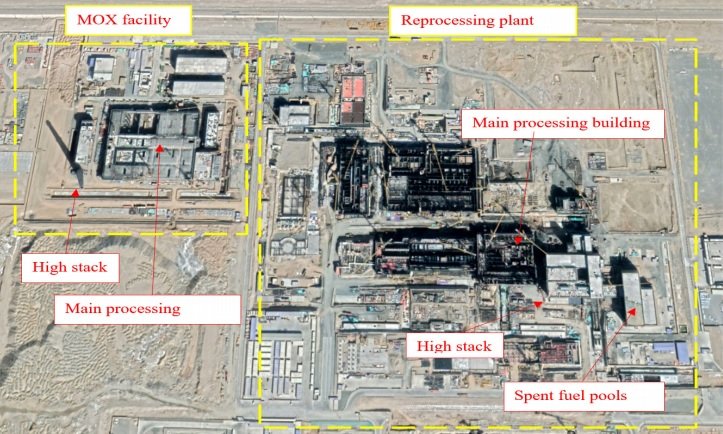 Planta de unidade de reprocessamento e instalação de MOX em construção. Imagem de satélite de março de 2020.