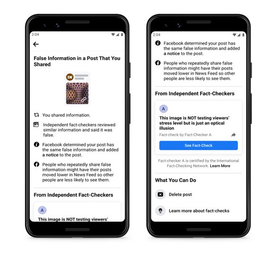 Aviso aos autores de publicações com informações falsas no Facebook. (Fonte: Facebook / Divulgação)