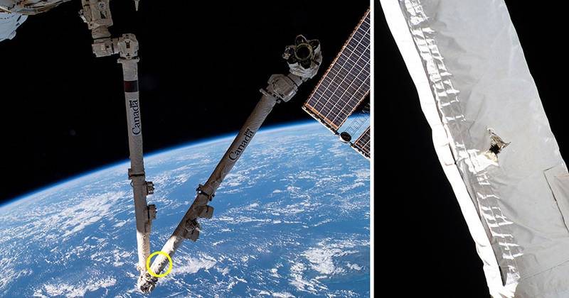Dispositivo "ferido" após colisão com lixo espacial.