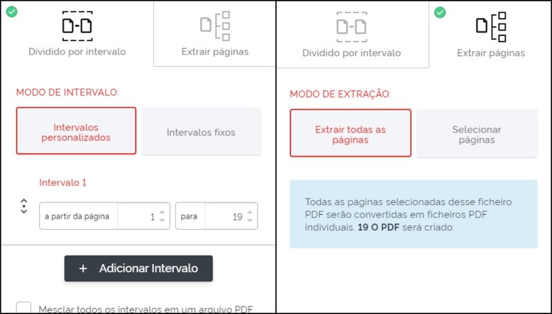 O site também conta com um recurso para dividir um PDF em vários ou juntos vários em um arquivo só.